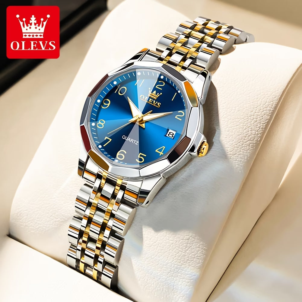 Montres pour femmes Montre à quartz analogique classique et tendance pour dames Montre élégante de luxe Petite face en acier inoxydable Lumineuse avec calendrier
