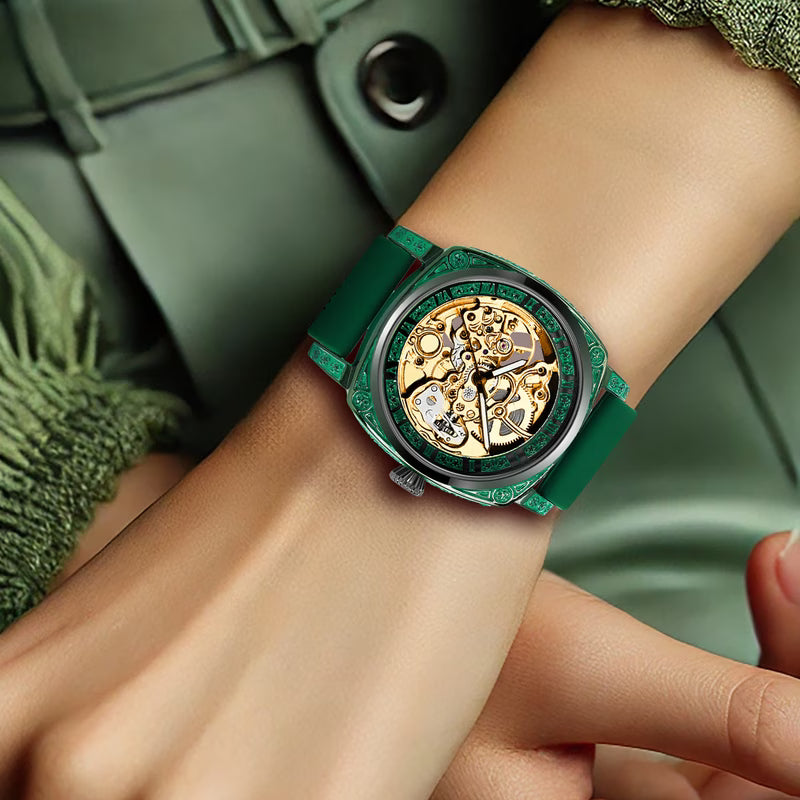Montre Mécanique Élégante Haut de Gamme pour Femme, Style Décontracté, Texture Lumineuse