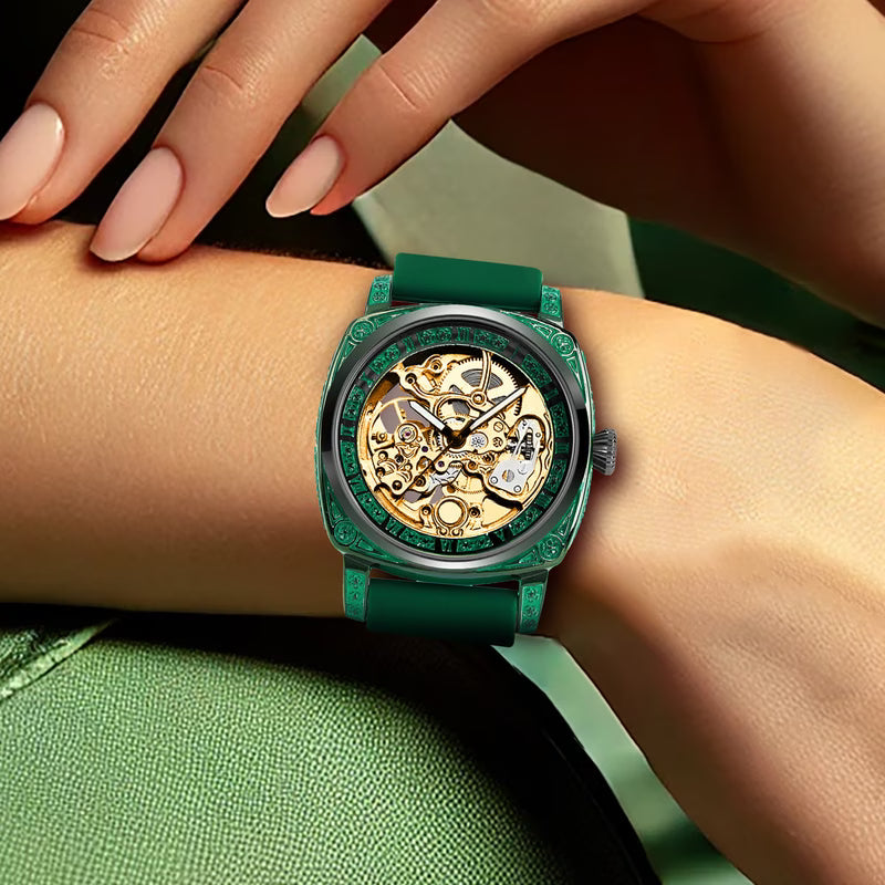 Montre Mécanique Élégante Haut de Gamme pour Femme, Style Décontracté, Texture Lumineuse
