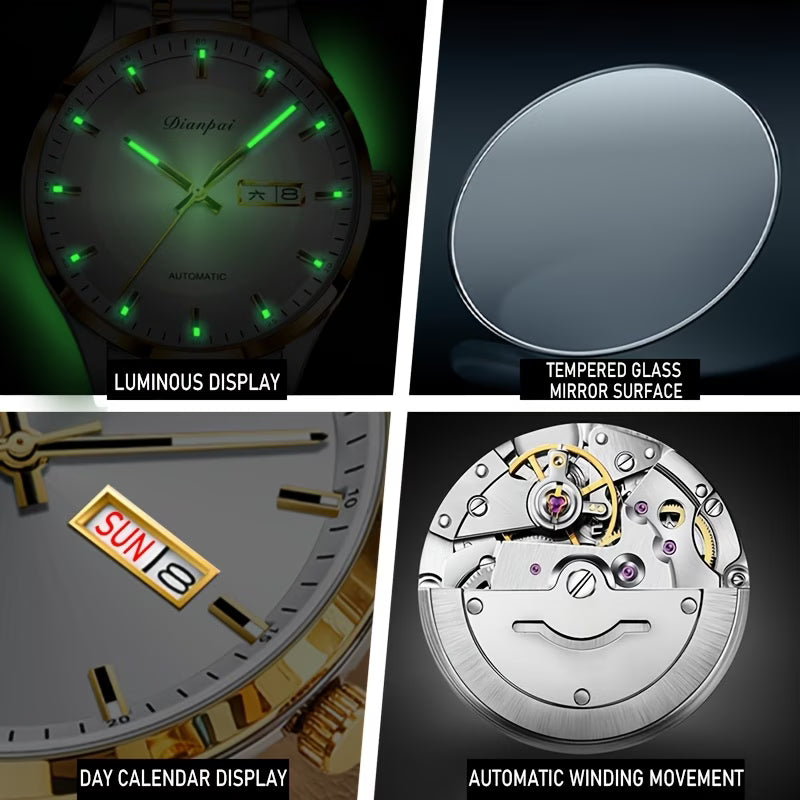 Montre mécanique automatique à remontage automatique pour femmes, sophistiquée et élégante, avec un style sportif décontracté et stylé