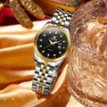 Montre pour femmes, Montre analogique à quartz pour femmes, montre élégante en acier inoxydable, montre lumineuse avec date et calendrier, montre romantique pour femme, cadran noir/blanc/argenté
