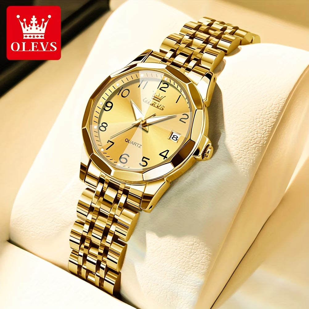 Montres pour femmes Montre à quartz analogique classique et tendance pour dames Montre élégante de luxe Petite face en acier inoxydable Lumineuse avec calendrier