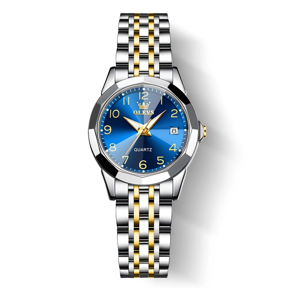 Montres pour femmes Montre à quartz analogique classique et tendance pour dames Montre élégante de luxe Petite face en acier inoxydable Lumineuse avec calendrier