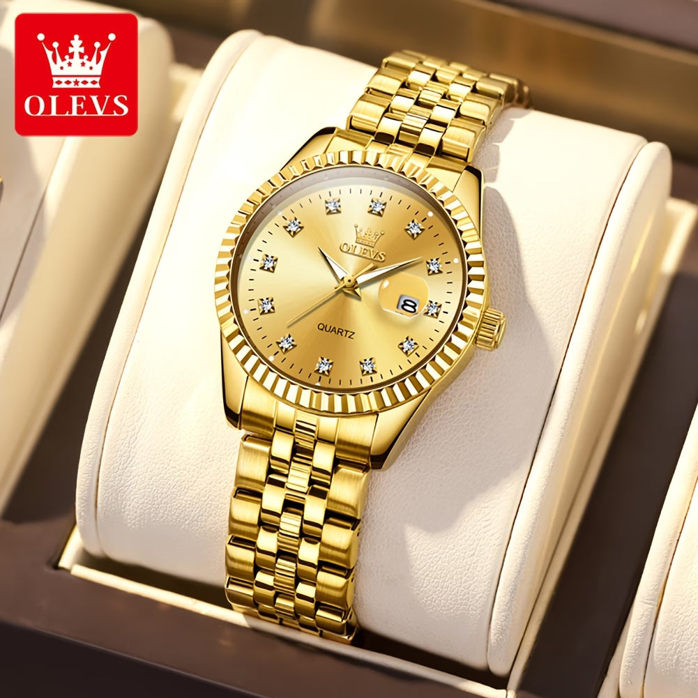 Montre pour femmes, Montre analogique à quartz pour femmes, montre élégante en acier inoxydable, montre lumineuse avec date et calendrier, montre romantique pour femme, cadran noir/blanc/argenté
