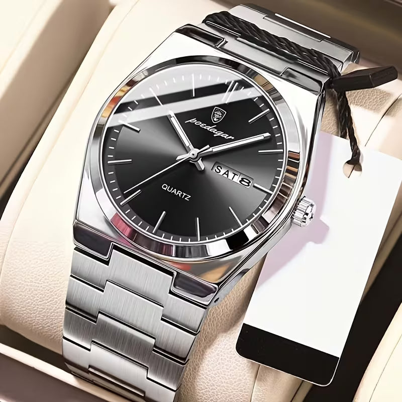 Montre Mécanique Automatique Classique pour Homme, Affichage Calendrier, Bracelet en Acier Inoxydable, Montre d'Affaires Lumineuse, Cadeau Premium