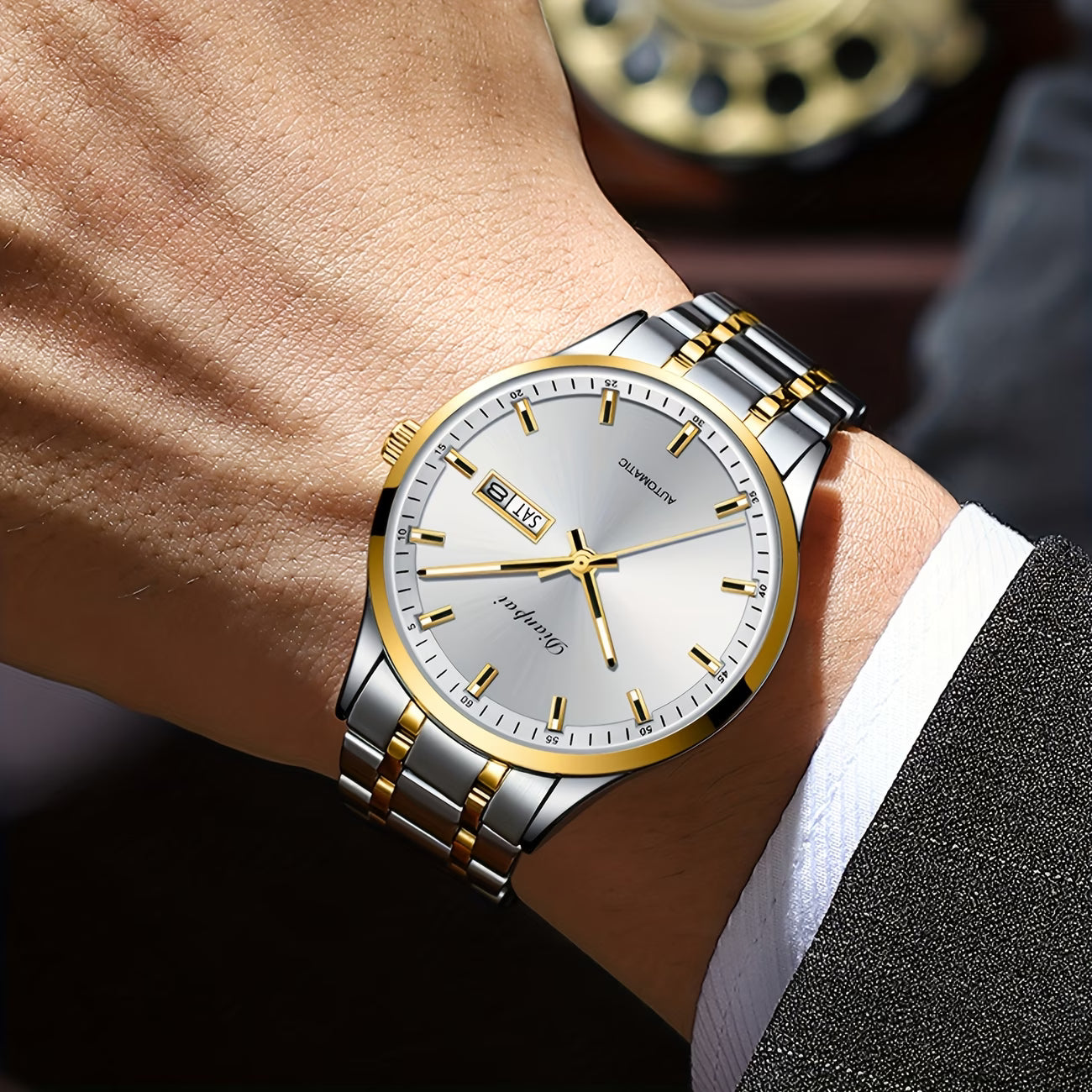 Montre mécanique automatique à remontage automatique pour femmes, sophistiquée et élégante, avec un style sportif décontracté et stylé