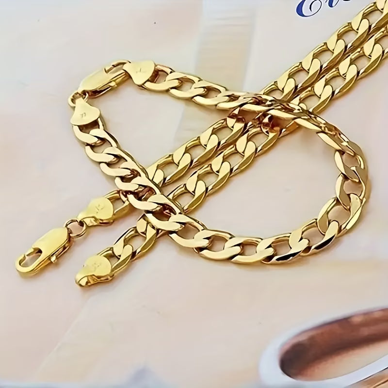 2 pièces Ensemble Collier et Bracelet Chaîne Dorée Classique