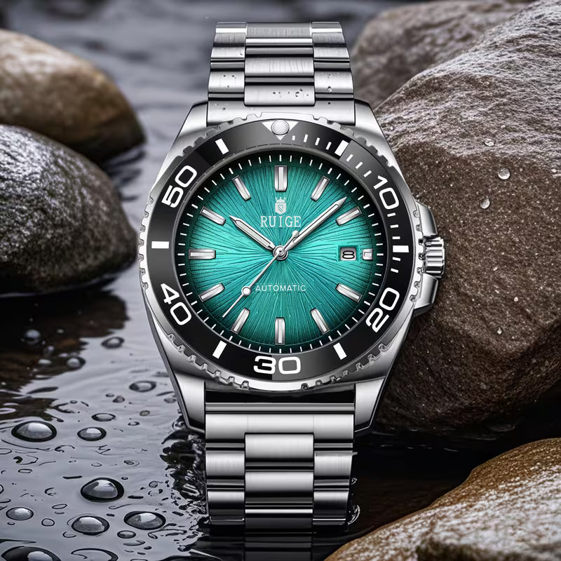 Montre mécanique automatique pour homme d'affaires, calendrier, bracelet en acier inoxydable, montre-bracelet lumineuse et à la mode pour homme
