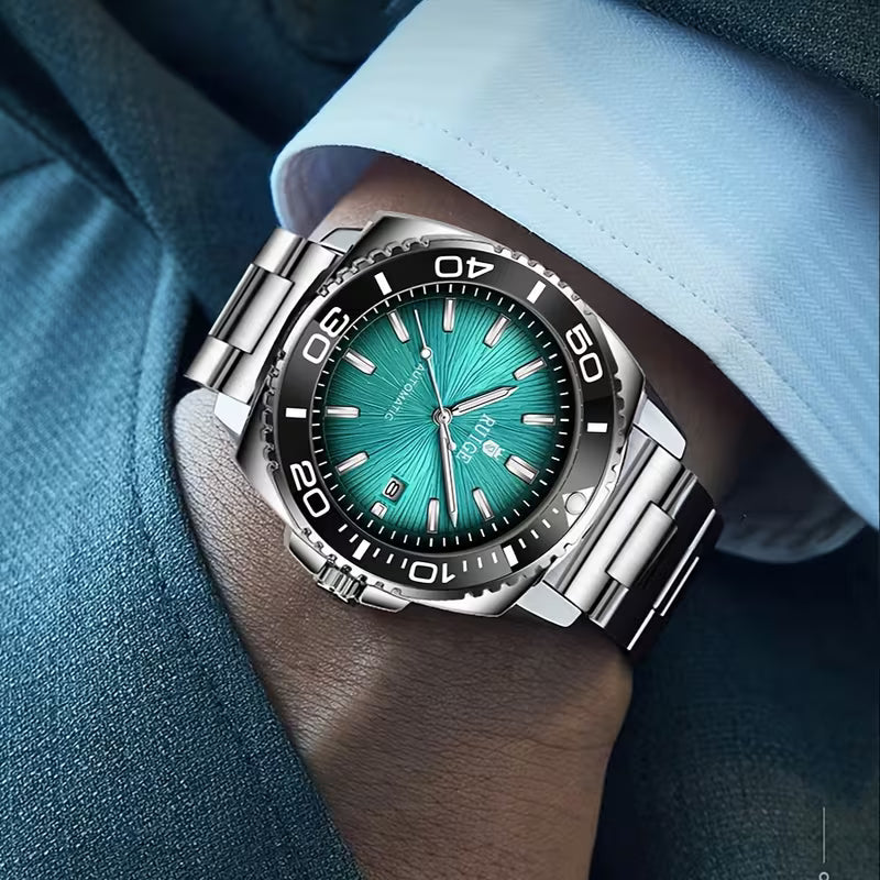 Montre mécanique automatique pour homme d'affaires, calendrier, bracelet en acier inoxydable, montre-bracelet lumineuse et à la mode pour homme