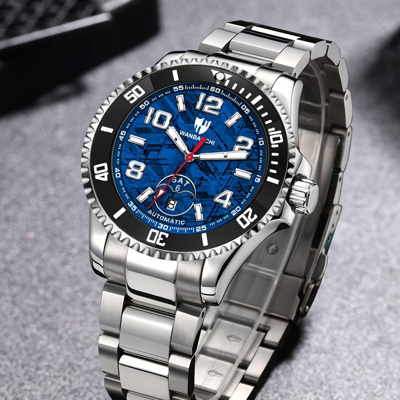Montre mécanique automatique pour homme d'affaires, calendrier, bracelet en acier inoxydable, montre-bracelet lumineuse et à la mode pour homme