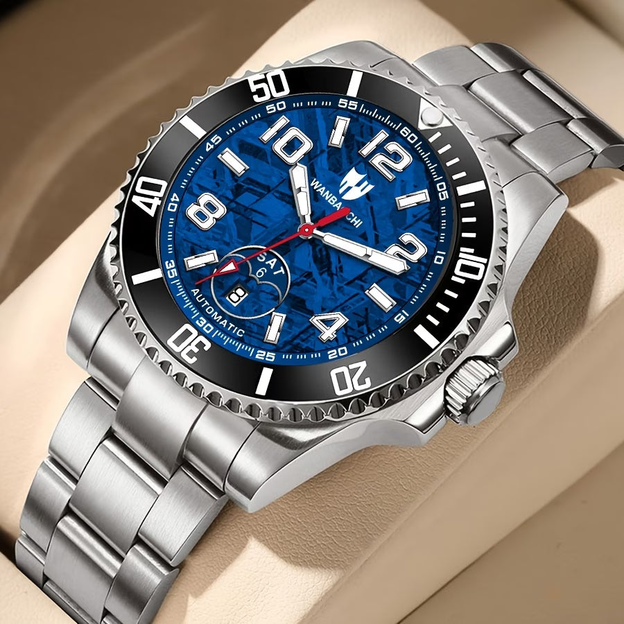 Montre mécanique automatique pour homme d'affaires, calendrier, bracelet en acier inoxydable, montre-bracelet lumineuse et à la mode pour homme