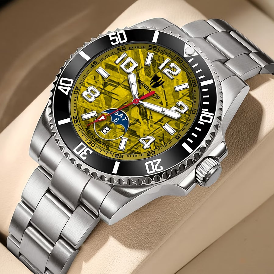 Montre mécanique automatique pour homme d'affaires, calendrier, bracelet en acier inoxydable, montre-bracelet lumineuse et à la mode pour homme