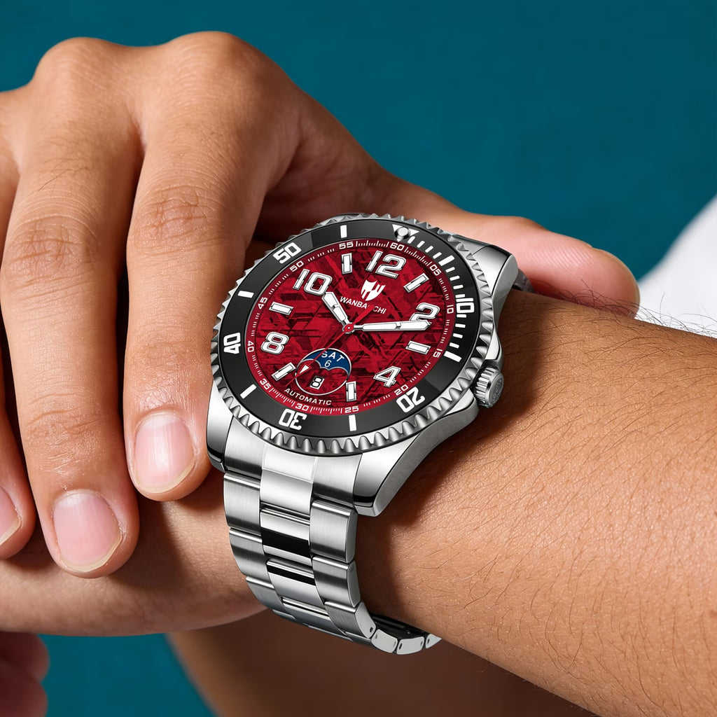 Montre mécanique automatique pour homme d'affaires, calendrier, bracelet en acier inoxydable, montre-bracelet lumineuse et à la mode pour homme