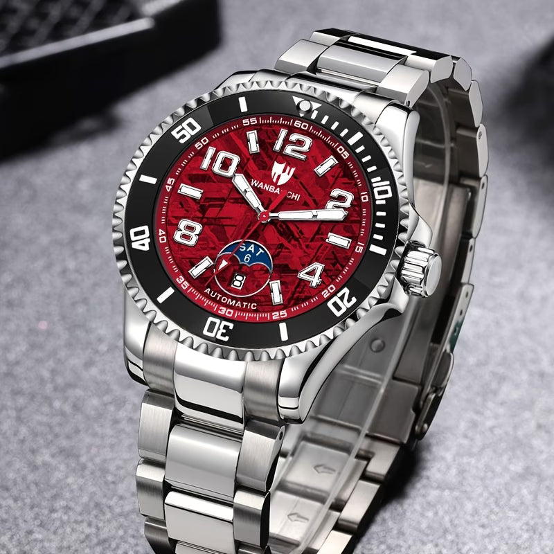Montre mécanique automatique pour homme d'affaires, calendrier, bracelet en acier inoxydable, montre-bracelet lumineuse et à la mode pour homme