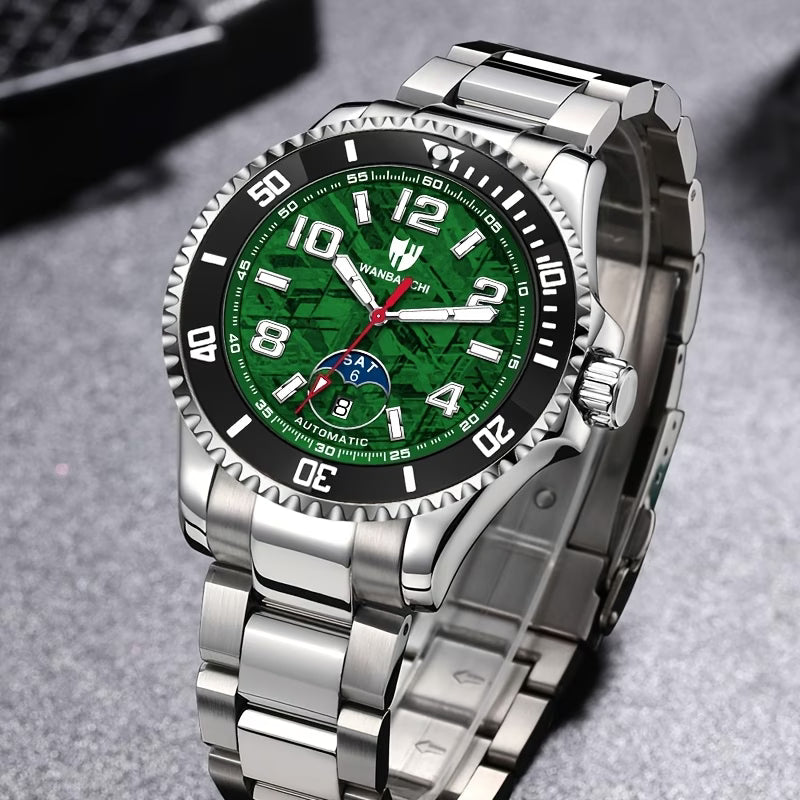 Montre mécanique automatique pour homme d'affaires, calendrier, bracelet en acier inoxydable, montre-bracelet lumineuse et à la mode pour homme