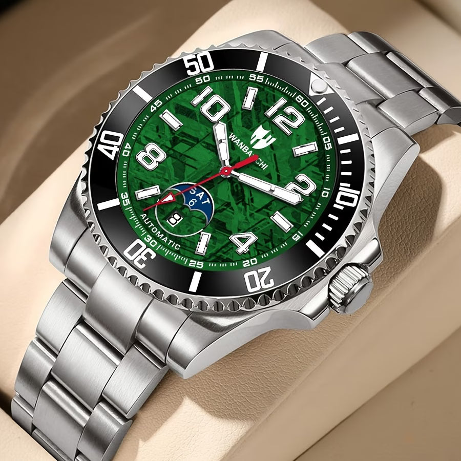Montre mécanique automatique pour homme d'affaires, calendrier, bracelet en acier inoxydable, montre-bracelet lumineuse et à la mode pour homme