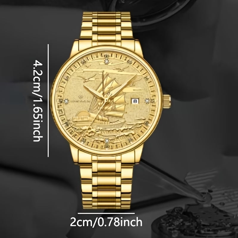 Montre mécanique automatique pour homme (sans pile), série Smooth Sailing, entièrement dorée, montre-bracelet noble et luxueuse pour homme
