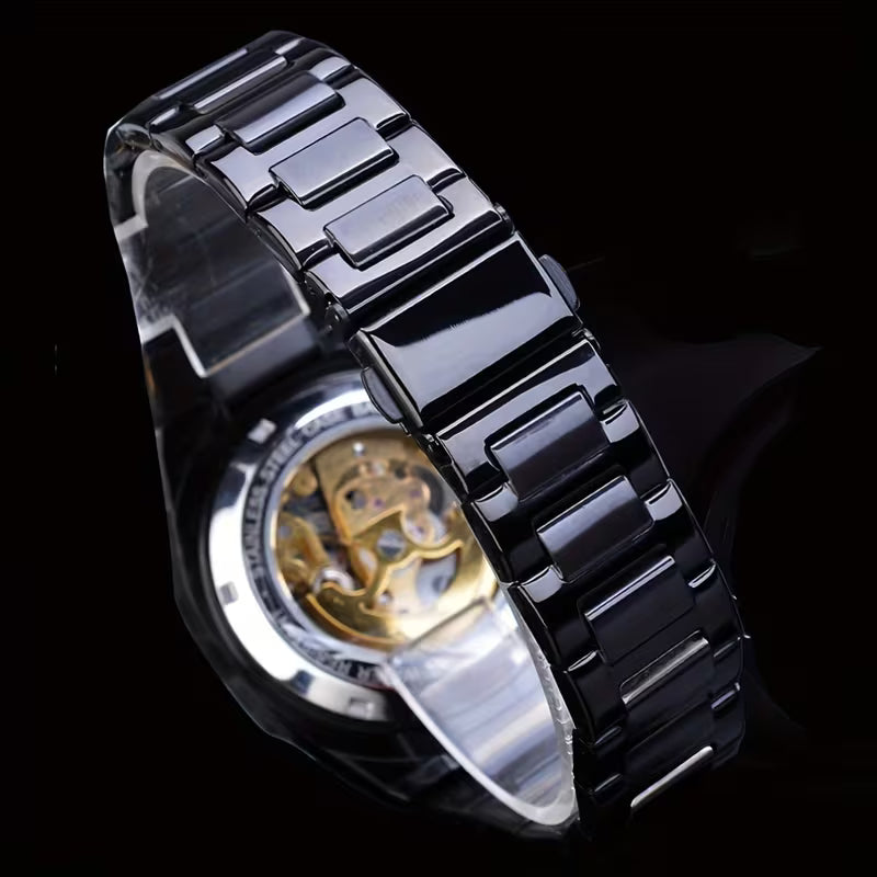 Montre mécanique automatique pour hommes - Design ajouré élégant, en acier inoxydable, choix de cadeau parfait, sans pile