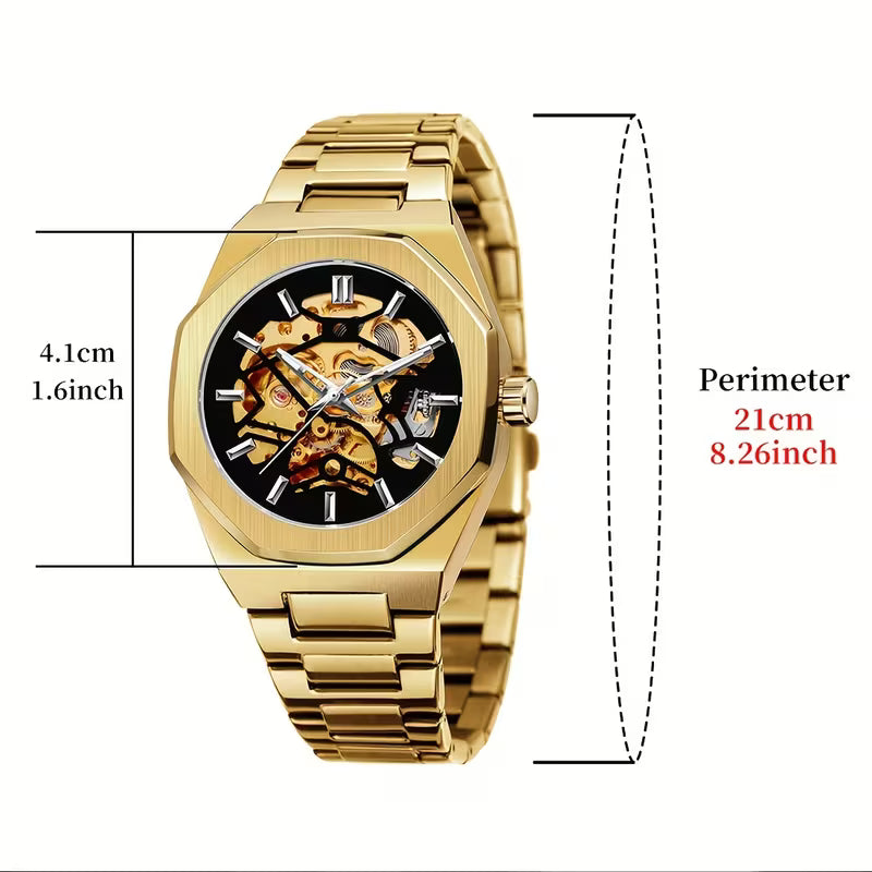 Montre mécanique automatique pour hommes - Design ajouré élégant, en acier inoxydable, choix de cadeau parfait, sans pile