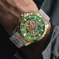 Montre Tourbillon Automatique pour Homme, avec un Design Squelette, un Bracelet Rotatif en Acier Inoxydable et un Mécanisme de Remontage Automatique, Sans Pile