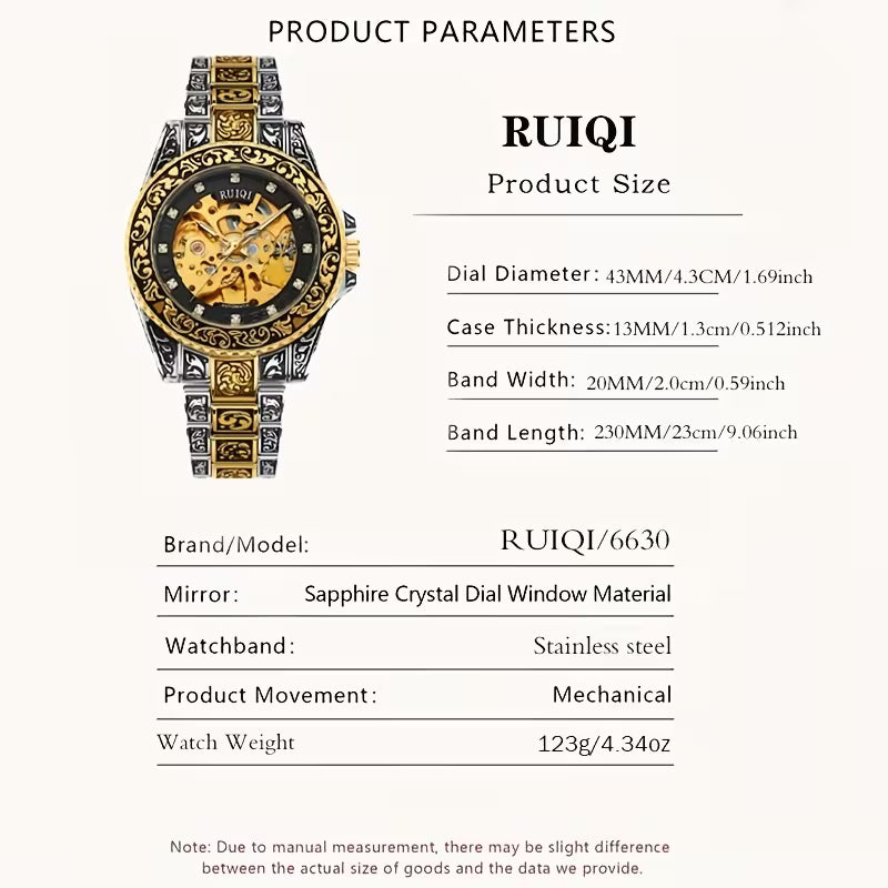 Montre- mécanique automatique de luxe pour hommes en acier inoxydable - Cadran rond avec design sculpté - Mouvement à remontage automatique de style affaires, pas de pile requise, montre de sport, accessoire élégant