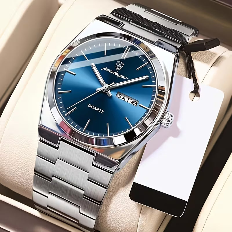 Montre Mécanique Automatique Classique pour Homme, Affichage Calendrier, Bracelet en Acier Inoxydable, Montre d'Affaires Lumineuse, Cadeau Premium