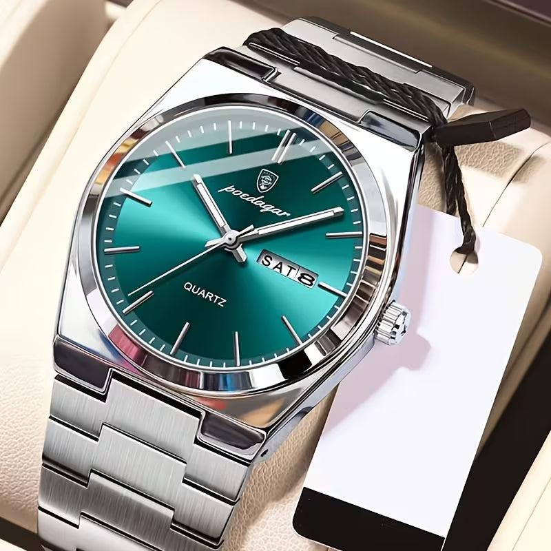 Montre Mécanique Automatique Classique pour Homme, Affichage Calendrier, Bracelet en Acier Inoxydable, Montre d'Affaires Lumineuse, Cadeau Premium