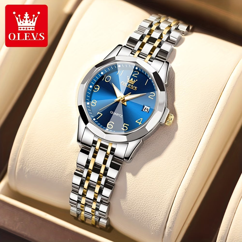 Montres pour femmes Montre à quartz analogique classique et tendance pour dames Montre élégante de luxe Petite face en acier inoxydable Lumineuse avec calendrier