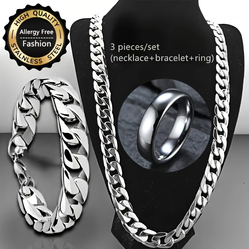 Ensemble de 3 pièces : Collier + Bracelet + Bague
